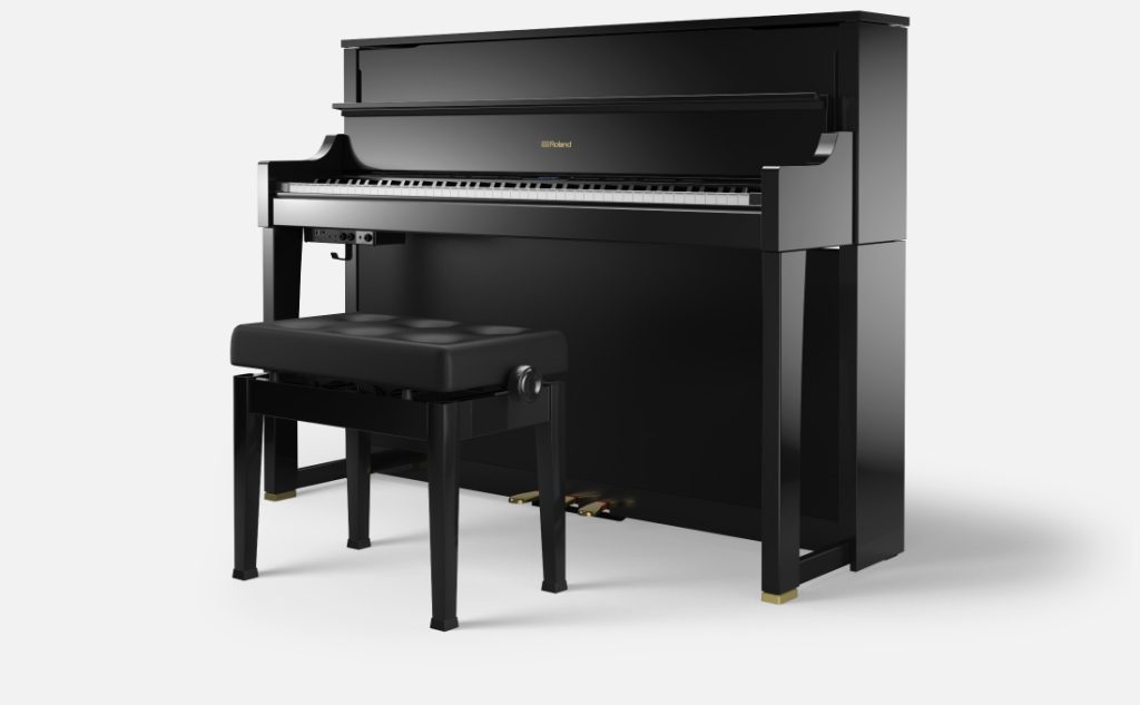 Black Roland piano with matching seat