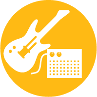 Orange guitar with amp icon